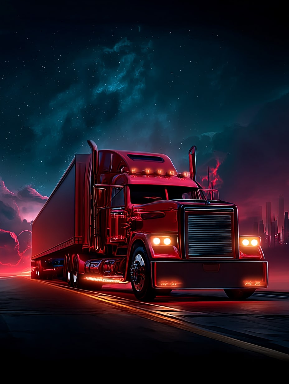 shahrukhfiaz63 a red semi truck driving on a wide open highwa 185c7c60 d1a9 41df 9223 fdb0dd231e16 3