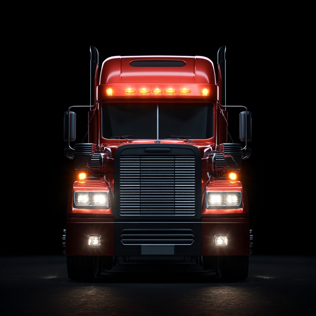 shahrukhfiaz63 front view of a red 18 wheeler emerging from d 7f6727da 7487 41c8 a4f7 1053dce94d2e 3